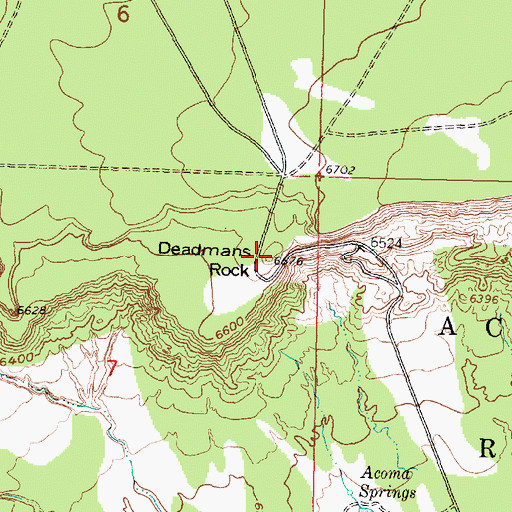 Topographic Map of Deadmans Rock, NM