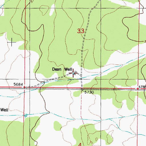 Topographic Map of Dean Well, NM