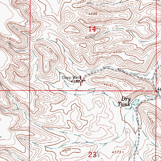 Topographic Map of Deep Well, NM