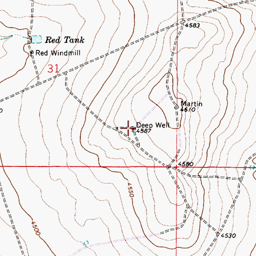 Topographic Map of Deep Well, NM