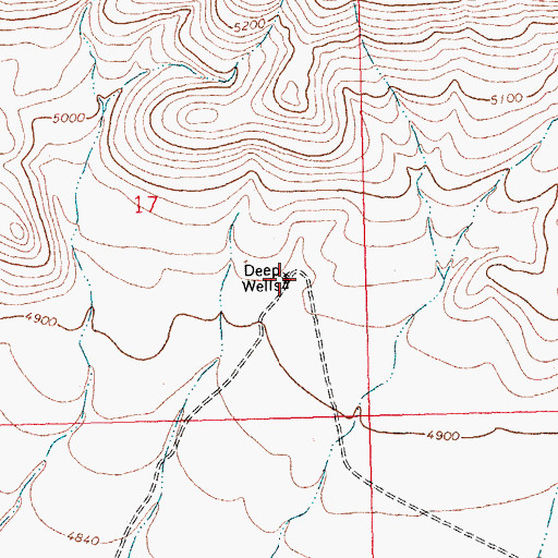 Topographic Map of Deep Wells, NM