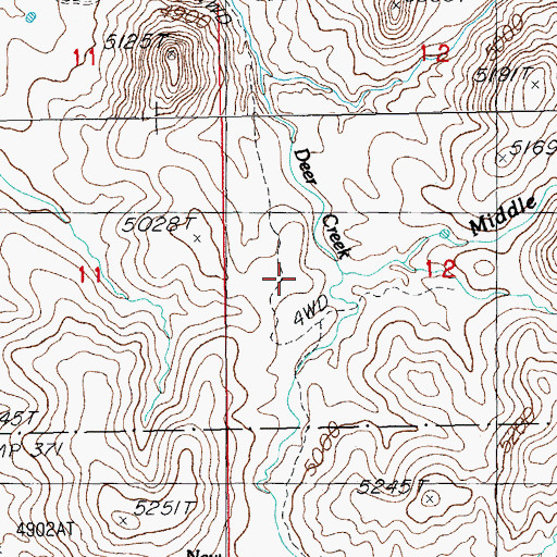 Topographic Map of Middle Deer Creek, NM