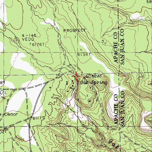 Topographic Map of Oak Spring, AZ