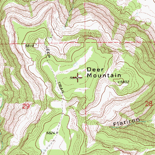 Topographic Map of Deer Mountain, NM