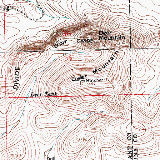 Topographic Map of Deer Mountain, NM