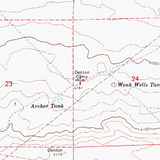 Topographic Map of Denton Camp, NM