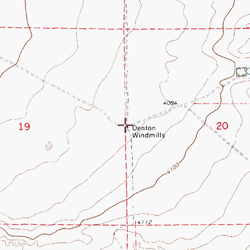 Topographic Map of Denton Windmills, NM