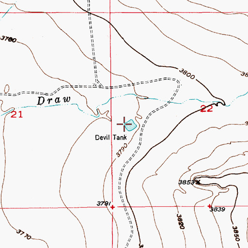 Topographic Map of Devil Tank, NM