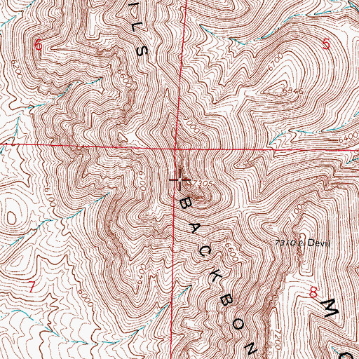 Topographic Map of Devils Backbone, NM
