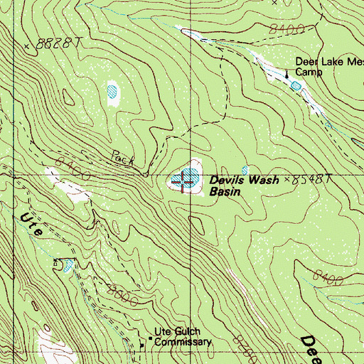 Topographic Map of Devils Wash Basin, NM