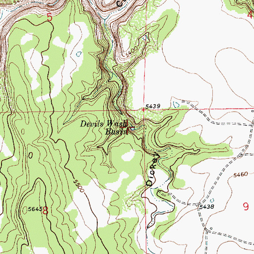 Topographic Map of Devils Wash Basin, NM