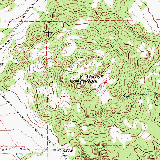 Topographic Map of Devoys Peak, NM