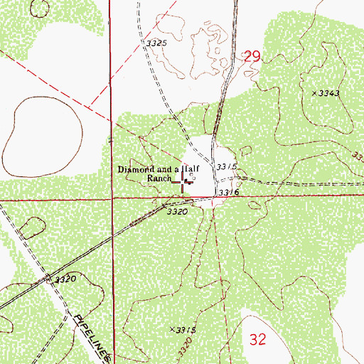 Topographic Map of Diamond and a Half Ranch, NM