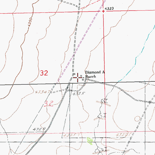 Topographic Map of Diamond A Ranch, NM