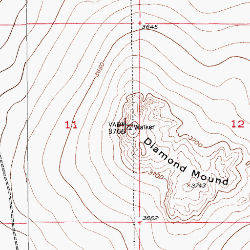 Topographic Map of Diamond Mound, NM