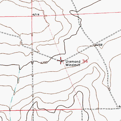 Topographic Map of Diamond Windmill, NM