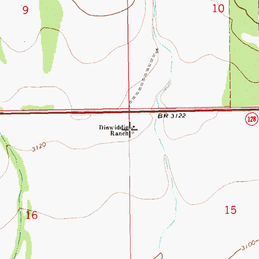 Topographic Map of Dinwiddie Ranch, NM