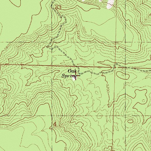 Topographic Map of Oak Spring, AZ