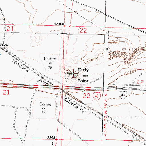 Topographic Map of Dirty Point, NM