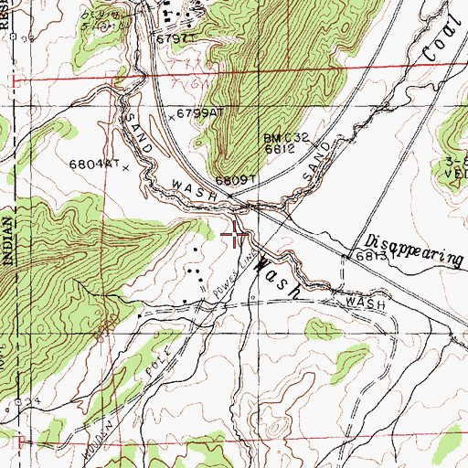 Topographic Map of Disappearing Spring Wash, NM