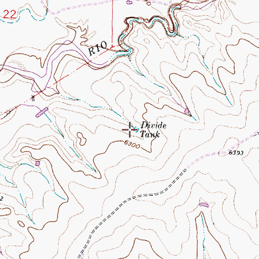 Topographic Map of Divide Tank, NM