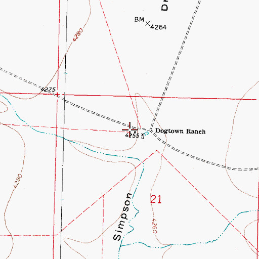 Topographic Map of Dogtown Ranch, NM