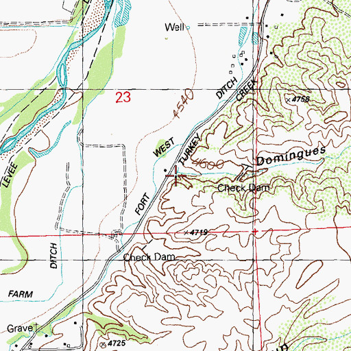 Topographic Map of Domingues Canyon, NM