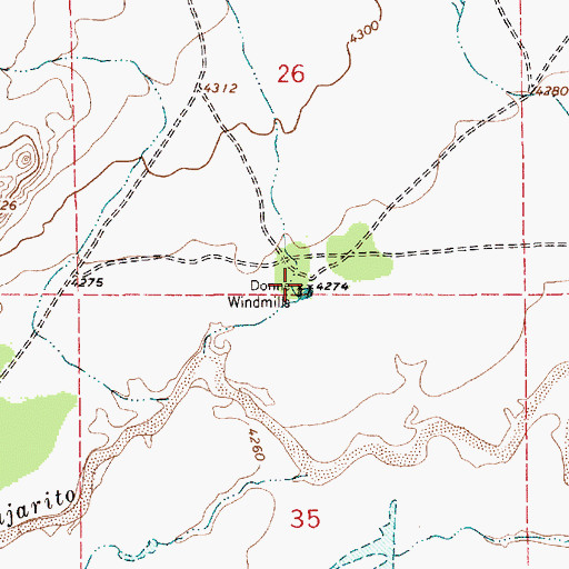 Topographic Map of Donne Windmills, NM