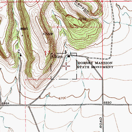 Topographic Map of Dorsey Mansion State Monument, NM