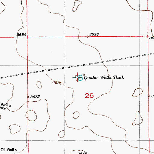 Topographic Map of Double Wells Tank, NM