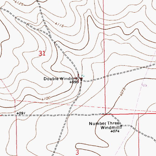 Topographic Map of Double Windmill, NM