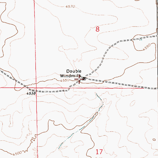 Topographic Map of Double Windmills, NM