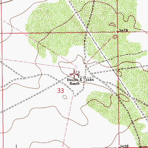 Topographic Map of Double X Ranch, NM