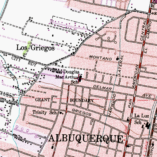 Topographic Map of Douglas MacArthur School, NM