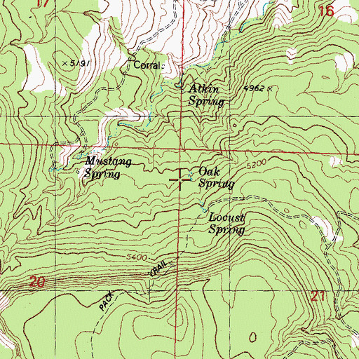 Topographic Map of Oak Spring, AZ
