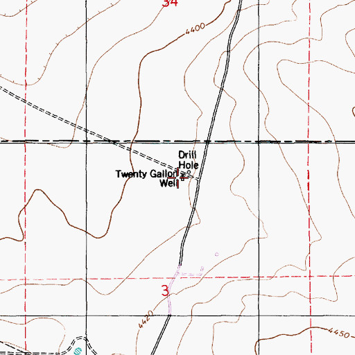 Topographic Map of Drill Hole Twenty Gallon Well, NM