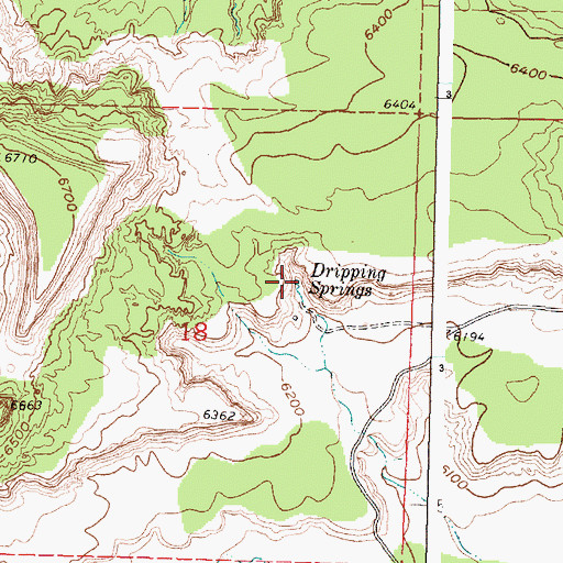 Topographic Map of Dripping Springs, NM