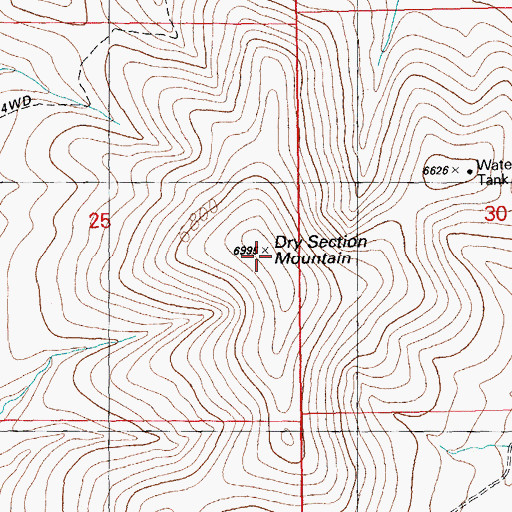 Topographic Map of Dry Section Mountain, NM