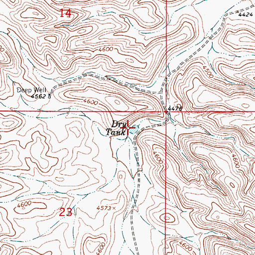 Topographic Map of Dry Tank, NM