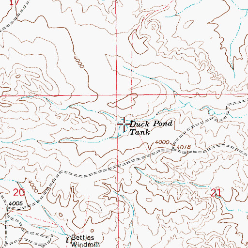 Topographic Map of Duck Pond Tank, NM