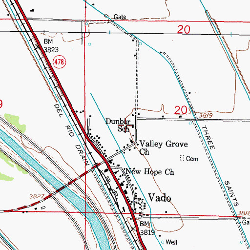 Topographic Map of Dunbar School, NM