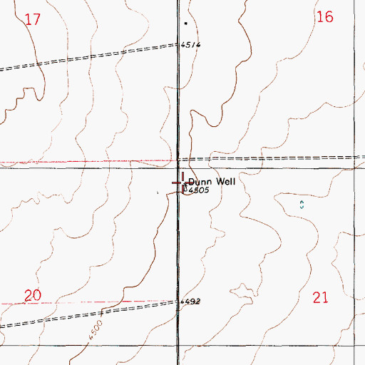 Topographic Map of Dunn Well, NM
