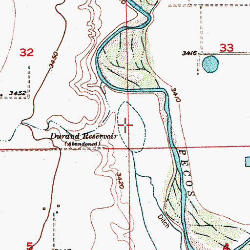Topographic Map of Durand Reservoir, NM