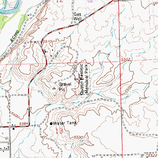 Topographic Map of Dustin Masonic Memorial Park, NM