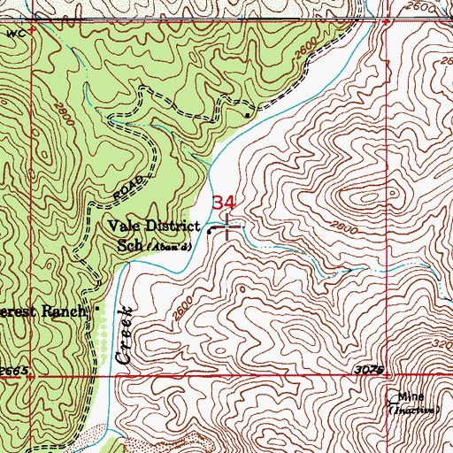 Topographic Map of Oak Spring Canyon, AZ