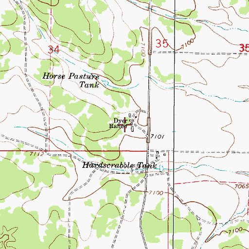 Topographic Map of Dyer Ranch, NM