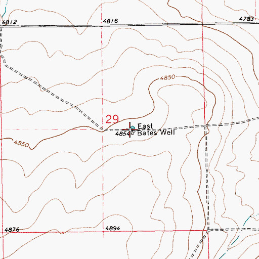 Topographic Map of East Bates Well, NM