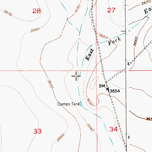 Topographic Map of East Fork Long Arroyo, NM