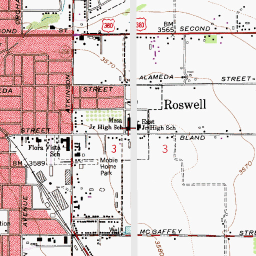 Topographic Map of East Junior High School, NM