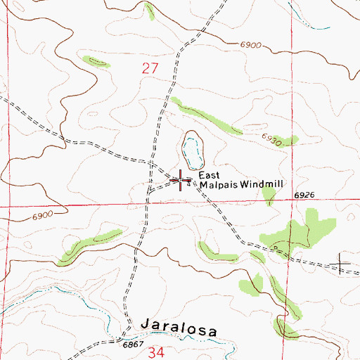 Topographic Map of East Malpais Windmill, NM